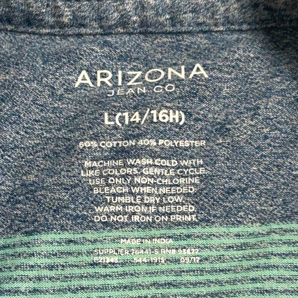 Arizona Jean Co Boys Multi Color Striped Short Sleeve Polo Shirt Size L 14/16H - Picture 5 of 5